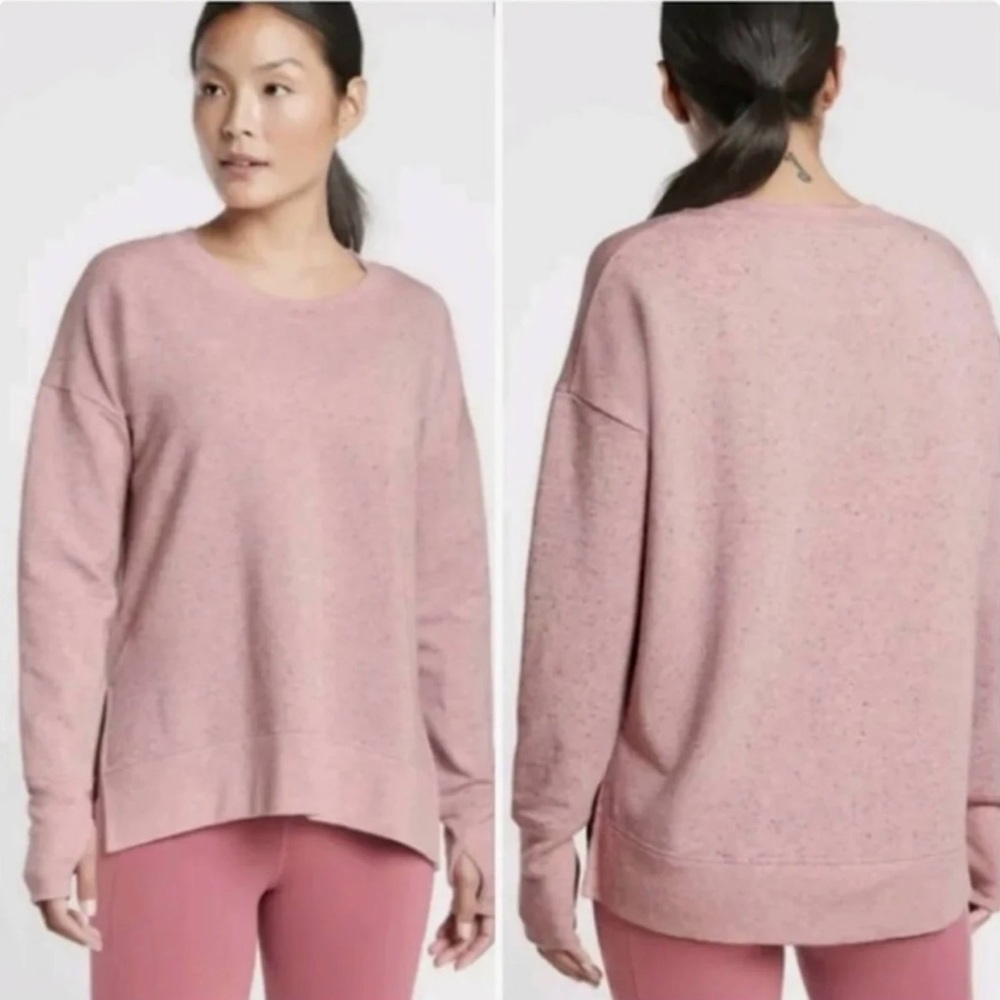 Athleta Dusty Pink Speckled Crewneck Sweater